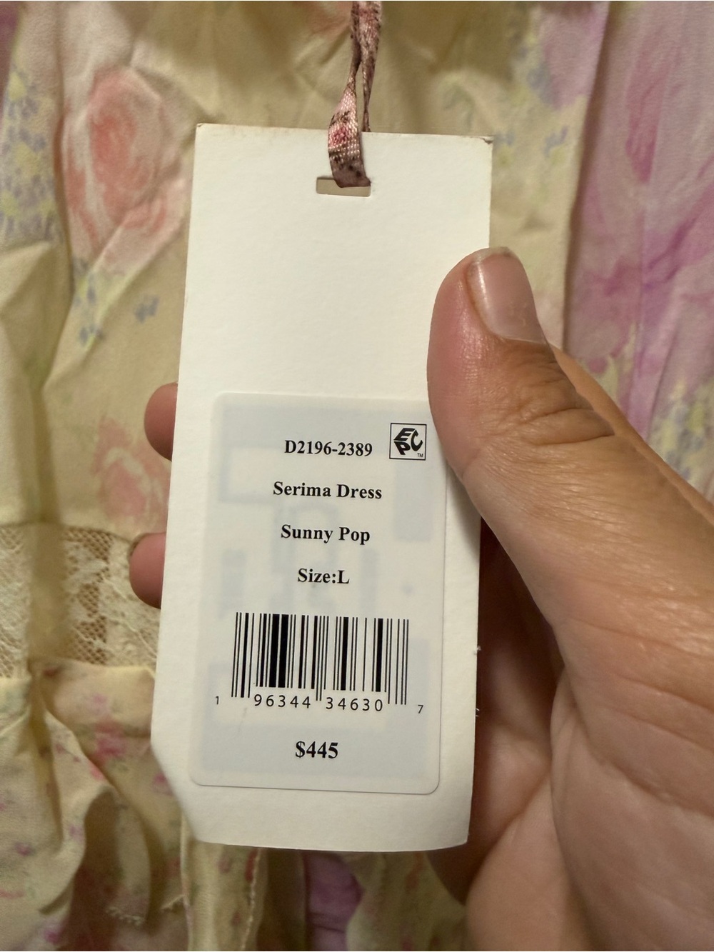 LoveShackFancy Pale Yellow Floral Ruffle Mini Dress with Pink Accents - Picture 4 of 7